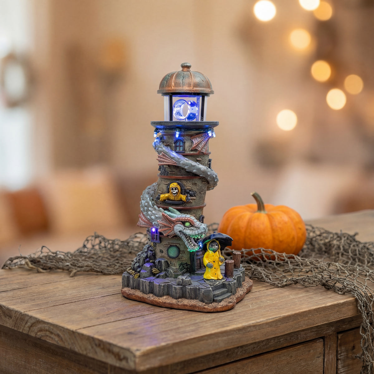 Sea Serpent Lighthouse – Lighted Animated Halloween Village Piece