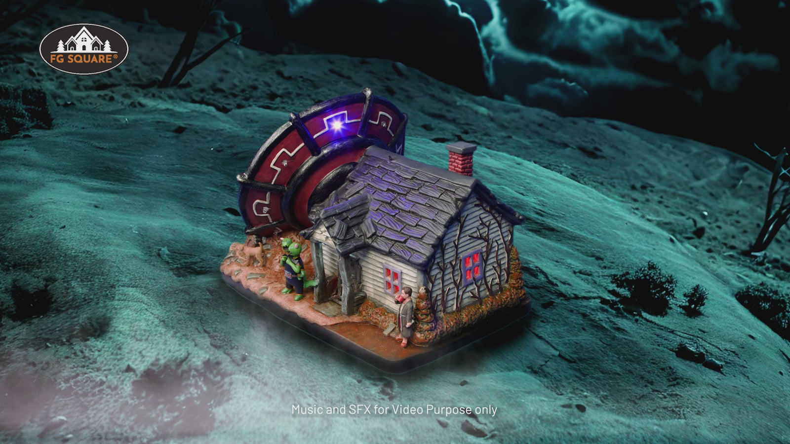ハロウィンオブジェ No Landing Zone Halloween Village – Lighted UFO Crash Scene – FG