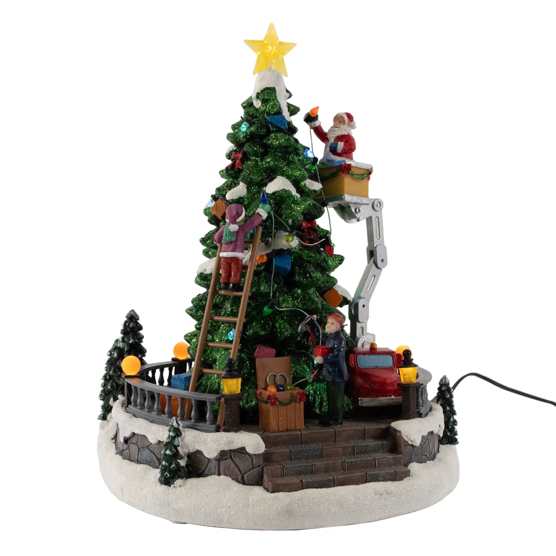 Animated Santa Decorating Tree on Crane fgsquarevillage